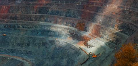 Mining quarry with light